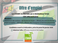 Le CIVAM 31 recrute un.e animateur.trice pour d&eacute;but 2026